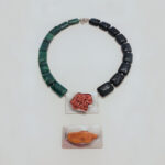Necklace – Malachite, lava, silver, coral, amber – pendant changeable