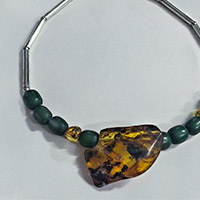 Necklace – Silver, amber, horn (coloured)