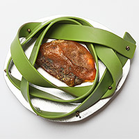 Brooch – Found Object, Amber, Aluminium, Stainless Steel