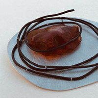 Brooch – Amber, Iron, Aluminium, Stainless Steel