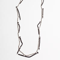 Long Necklace – Silver, Found Objects