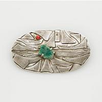 Nadel „Am Ufer“ – Silber, Amazonit, Rhodont