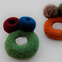 Brooches – felted wool, pewter, stainless steel